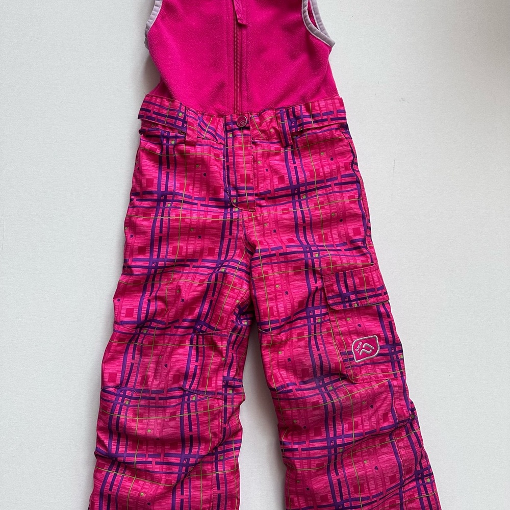 Jupa Pink and Purple Plaid Snow Bib